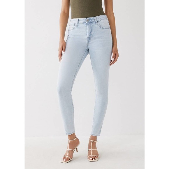 NWT TRUE RELIGION Jennie Curvy High Rise Skinny Light Blue Wash Jeans Size 24 - Picture 1 of 10